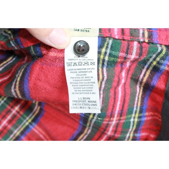 LL Bean Scotch Plaid Flannel Shirt Relaxed Zip Hoodie Cotton Red Medium - Picture 7 of 12